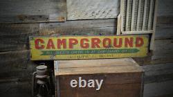 Campground Wood Sign Rustic Hand Made Vintage Wooden Sign