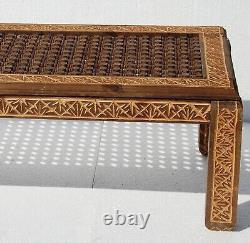 Cedar carved moroccan wooden mousharabia lattice artwork table for living room