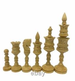 Chess Set Hand carved King 8 32 Wooden Weighted Handmade Carved Chess Pieces