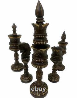 Chess Set Hand carved King 8 32 Wooden Weighted Handmade Carved Chess Pieces