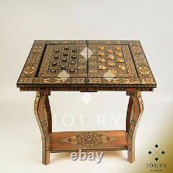 Chess Table 4 in1 Handmade Decorative Wooden Chess Backgammon Poker and Checkers