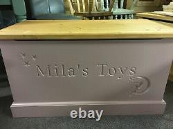 Childrens Handmade and Personalised, Solid Wooden Toy Box With Soft Closing Lid