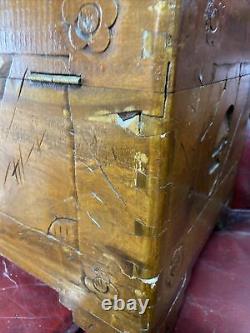 Chinese / Asian Hand Carved Antique Solid Wooden 30.5 Chest Trunk Box