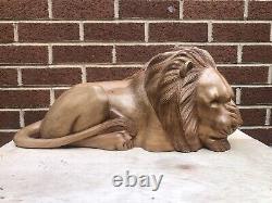 ChiselCraft XL Carved Wooden Lion Solid Wood Carving Hand made Wood Sculpture