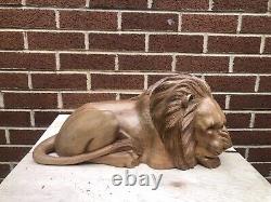 ChiselCraft XL Carved Wooden Lion Solid Wood Carving Hand made Wood Sculpture