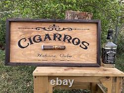 Cigar Bar Whiskey Bar Saloon Wood Sign Raised Rustic Tavern Lounge Antique Look