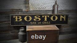 City Bar and Grill Wood Sign Rustic Hand Made Vintage Wooden Sign