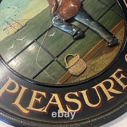 Coarse Fishing Pleasure Steamer' Large Hand Painted 3D Effect Wooden Sign