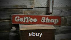 Coffee Shop Wood Sign Rustic Hand Made Vintage Wooden Sign