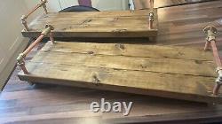 Copper Pipe Pair of 80cm rustic wooden shelves, Industrial reclaimed timber