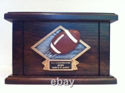 Cremation Urn, Wood Urn, Football Wooden Urn with Engraving