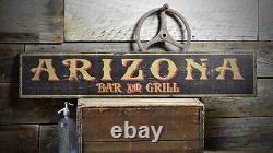 Custom Arizona Bar & Grill Sign -Rustic Hand Made Vintage Wooden