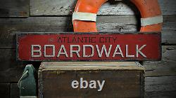 Custom Atlantic City Boardwalk Rustic Handmade Vintage Wooden Sign