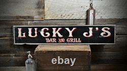 Custom Bar & Grill Name Sign Rustic Hand Made Distressed Wood