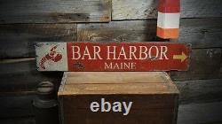 Custom Bar Harbor Maine Wood Sign Rustic Hand Made Wooden