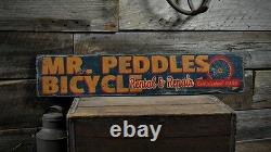 Custom Bicycle Rental & Repair Sign Rustic Hand Made Vintage Wooden