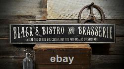 Custom Bistro & Brasserie Sign Rustic Hand Made Distressed Wooden