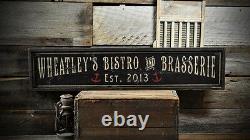 Custom Bistro & Brasserie Sign Rustic Hand Made Vintage Wooden