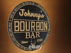 Custom Bourbon Bar Sign Home Basement Carved Round Wooden Engraved Wood Gift