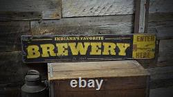 Custom Brewery Est. Date Sign Rustic Hand Made Vintage Wooden Sign