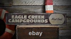 Custom Campgrounds Next Exit Sign Rustic Hand Made Vintage Wooden