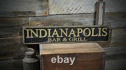 Custom City Bar & Grill Sign Rustic Hand Made Vintage Wooden Sign