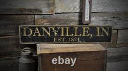 Custom City State Est. Date Sign -Rustic Hand Made Vintage Wooden Sign