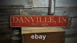 Custom City State Est. Date Sign -Rustic Hand Made Vintage Wooden Sign