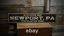 Custom City, State Population Sign Rustic Hand Made Vintage Wooden