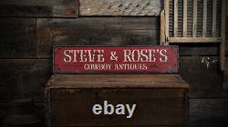 Custom Cowboy Antique Store Sign Rustic Hand Made Distressed Wooden