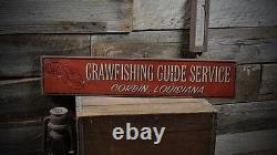 Custom Crawfish Guide Service Sign Rustic Hand Made Vintage Wooden