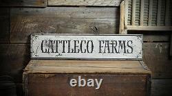 Custom Distressed Cattle Farm Sign Rustic Hand Made Vintage Wooden