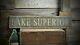Custom Distressed Lake Superior Sign -Rustic Hand Made Vintage Wooden