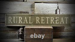 Custom Distressed Rural Retreat Sign -Rustic Hand Made Vintage Wooden