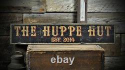 Custom Distressed Tiki Hut Est Date Sign Rustic Hand Made Wooden