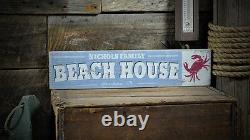 Custom Family Beach House Sign Rustic Hand Made Vintage Wooden
