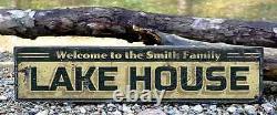 Custom Family Lake House Sign Rustic Hand Made Vintage Wooden