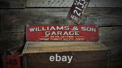 Custom Family Mechanic Garage Sign Rustic Hand Made Wooden Sign