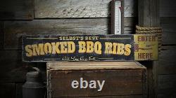 Custom Family Smoked BBQ Sign Rustic Hand Made Vintage Wooden