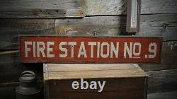 Custom Fire Station Sign Primitive Rustic Hand Made Vintage Wooden