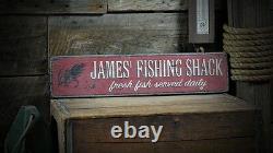 Custom Fishing Shack Fish Sign Rustic Hand Made Vintage Wooden