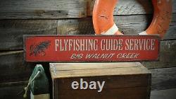 Custom Fly Fishing Guide Service Sign Rustic Hand Made Wooden Sign