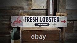 Custom Fresh Lobster Sign -Distressed Rustic Hand Made Vintage Wooden