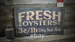 Custom Fresh Oysters Destination Sign Rustic Hand Made Wooden Sign