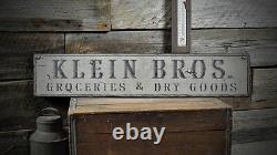 Custom Groceries Dry Goods Sign -Rustic Hand Made Vintage Wooden Sign