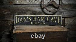 Custom Ham Radio Cave Sign Rustic Hand Made Vintage Wooden