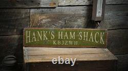 Custom Ham Radio Sign Primitive Rustic Hand Made Vintage Wooden