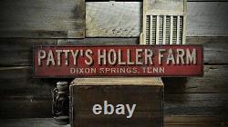 Custom Holler Farm City State Sign Rustic Hand Made Vintage Wooden