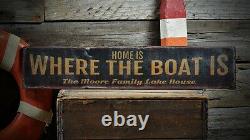 Custom Home Is Where Boat Is Sign Rustic Hand Made Vintage Wooden