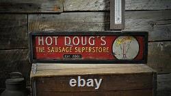 Custom Hot Dog Business Sign Rustic Hand Made Vintage Wooden Sign